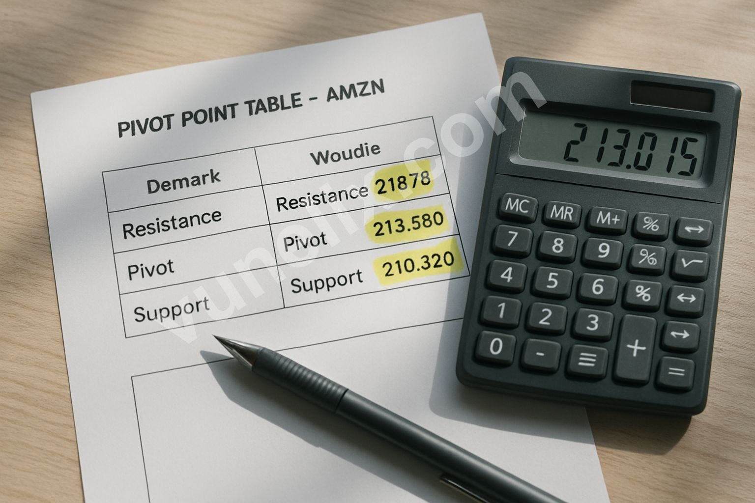 AMZN pivot points resistance support levels table