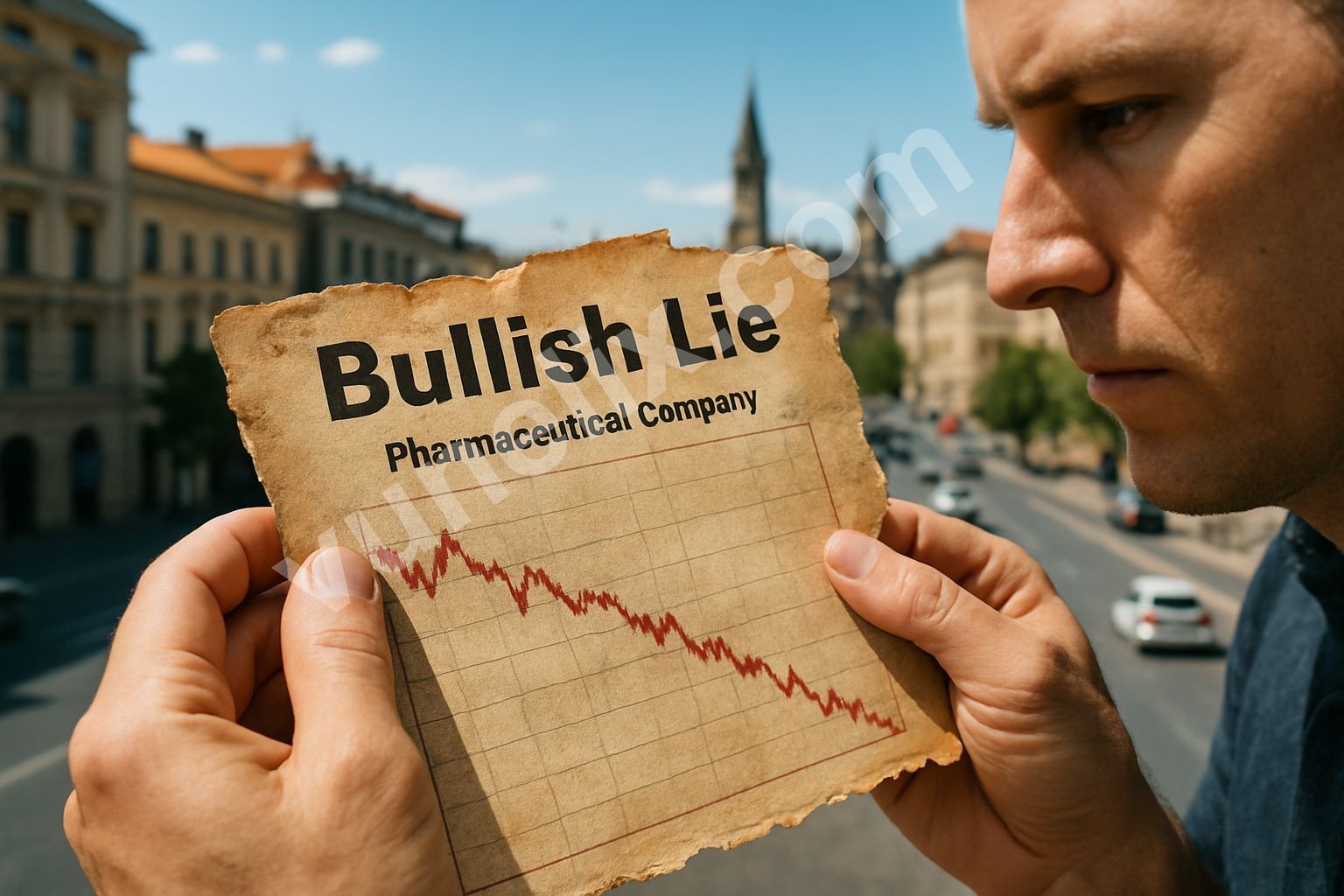 Investor's hands peeling back paper to reveal Faron Pharmaceuticals Oy stock chart.