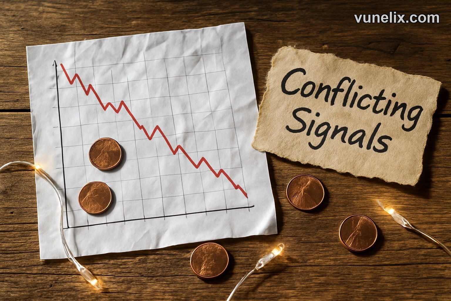 LED iBond International A/S chart with "Conflicting Signals?" handwritten.