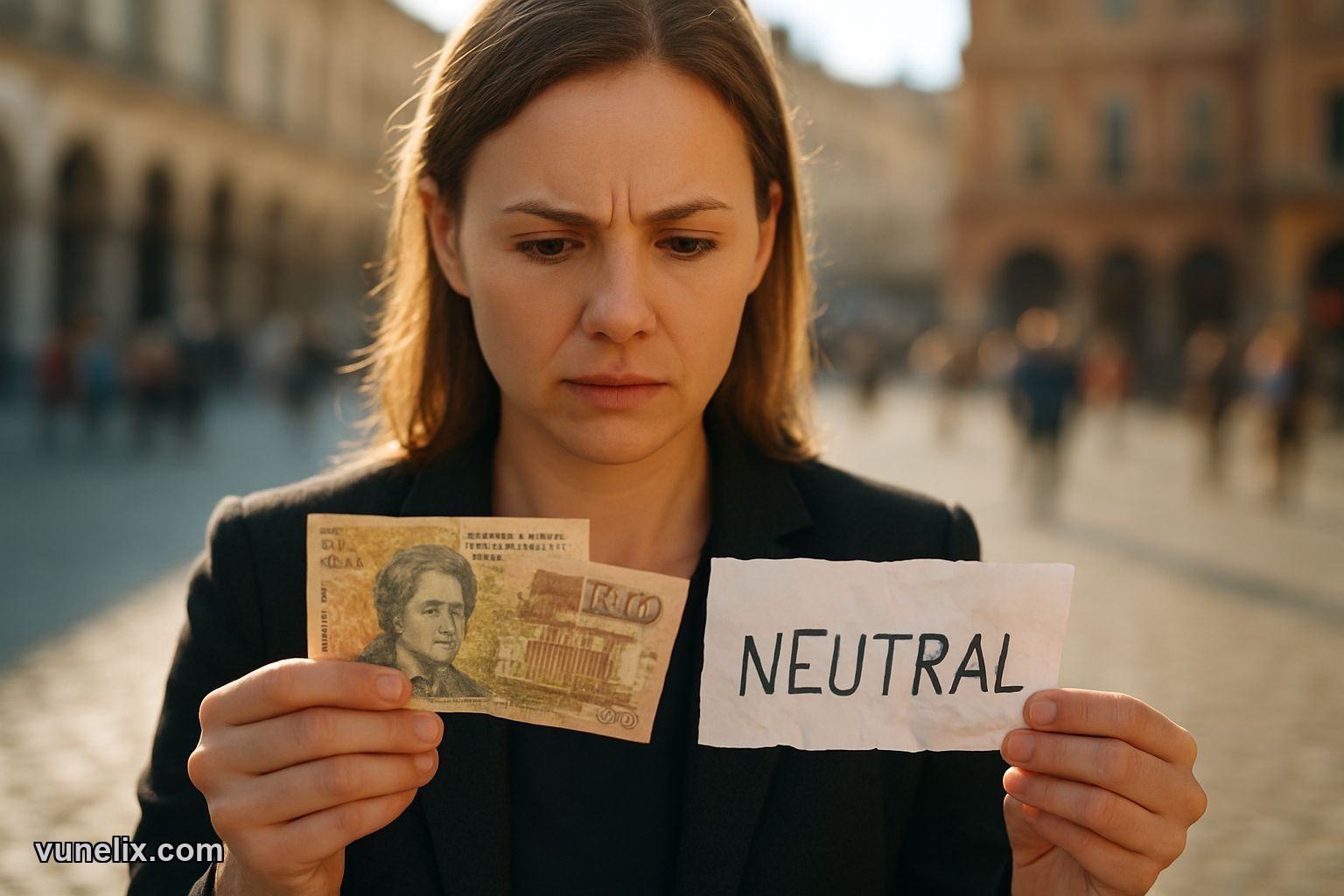 ARGENTINE PESO / RUSSIAN RUBLE chart on phone by mountain stream.