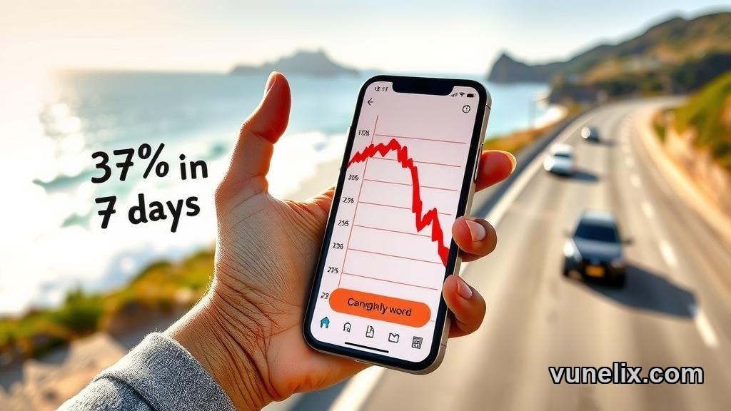 TripAdvisor stock price chart showing sharp decline on smartphone