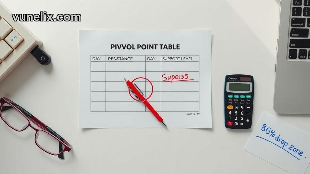 Pivot point analysis table with support levels highlighted