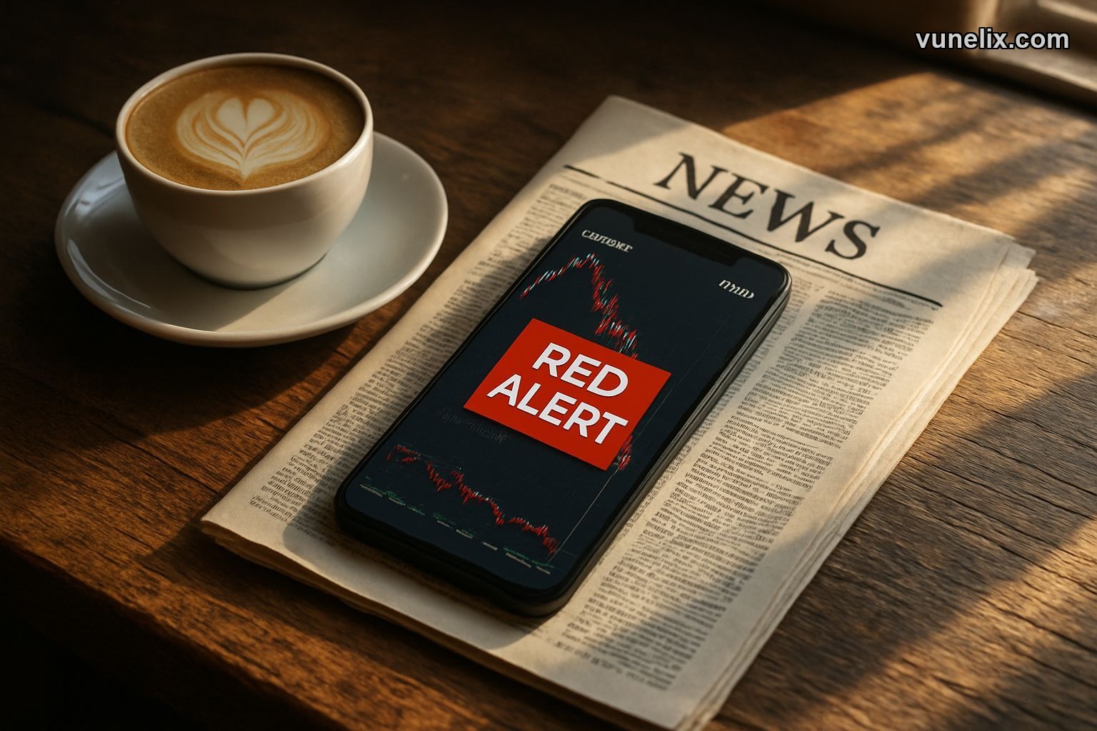 USD/THB price chart on a trading desk with coffee, showing bearish trend.