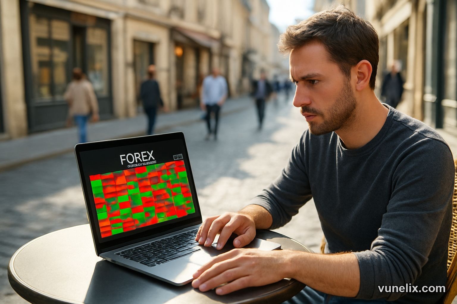 Forex trader analyzing currency heatmap visualization tool