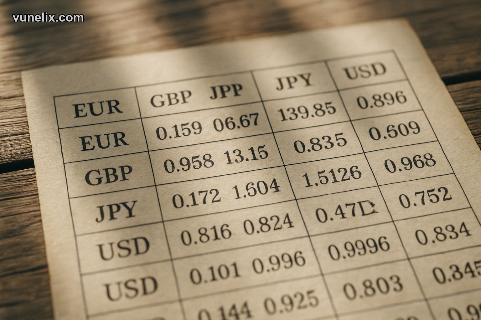 Live currency cross rates matrix showing forex pairs comparison