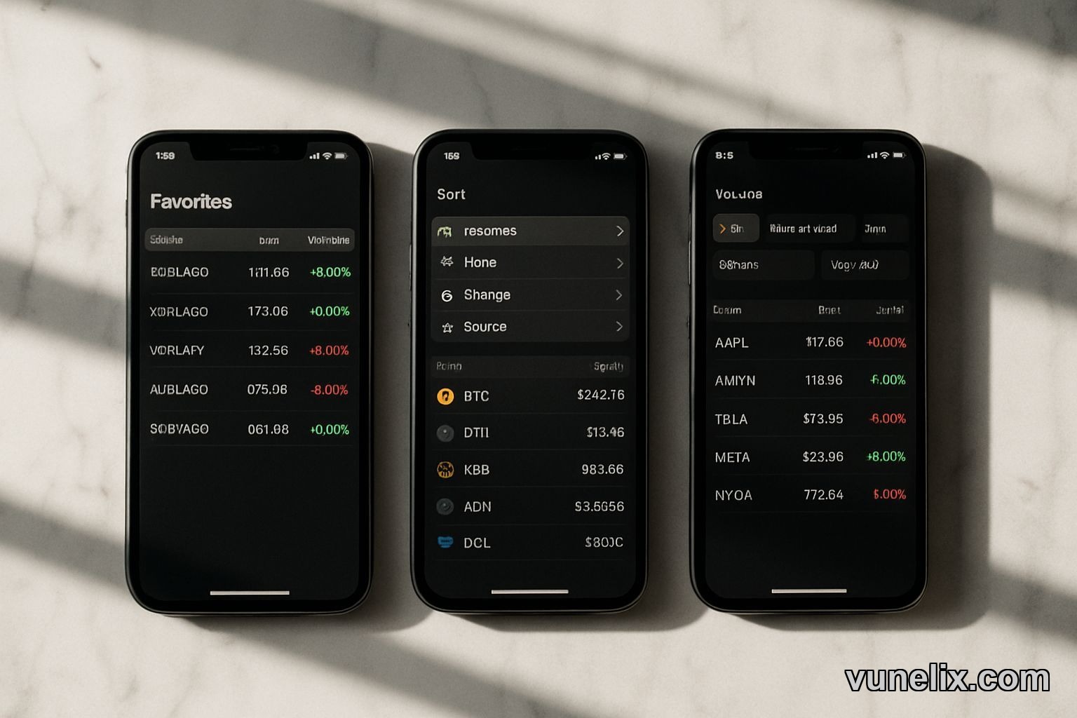 Multiple device screens showing Vunelix screener customization options