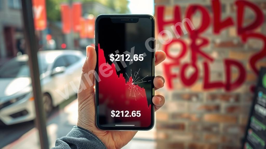 Trader analyzing Amazon.com Inc sell signal on phone