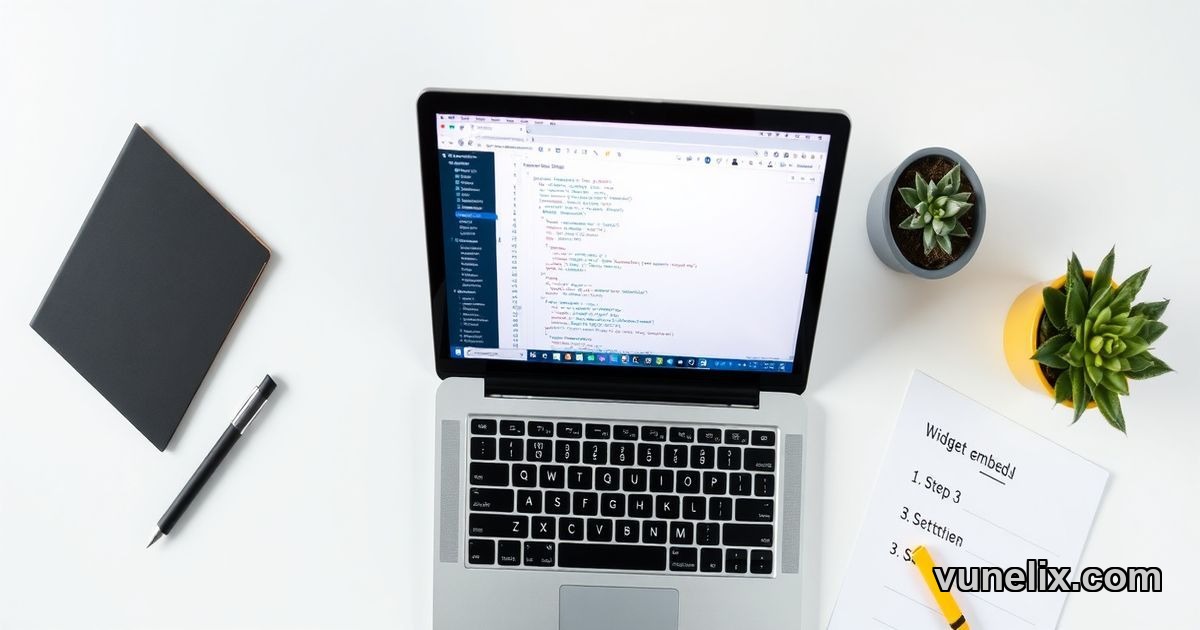 Embed code for stock ticker widget on laptop screen