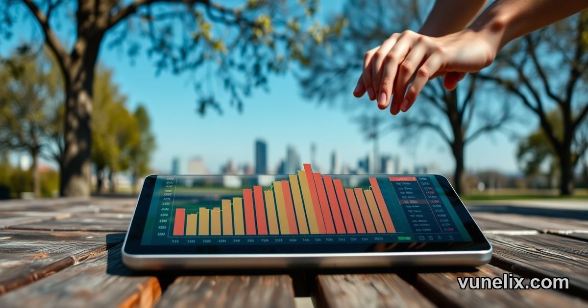 Trader using Vunelix live stock heatmap on tablet outdoors