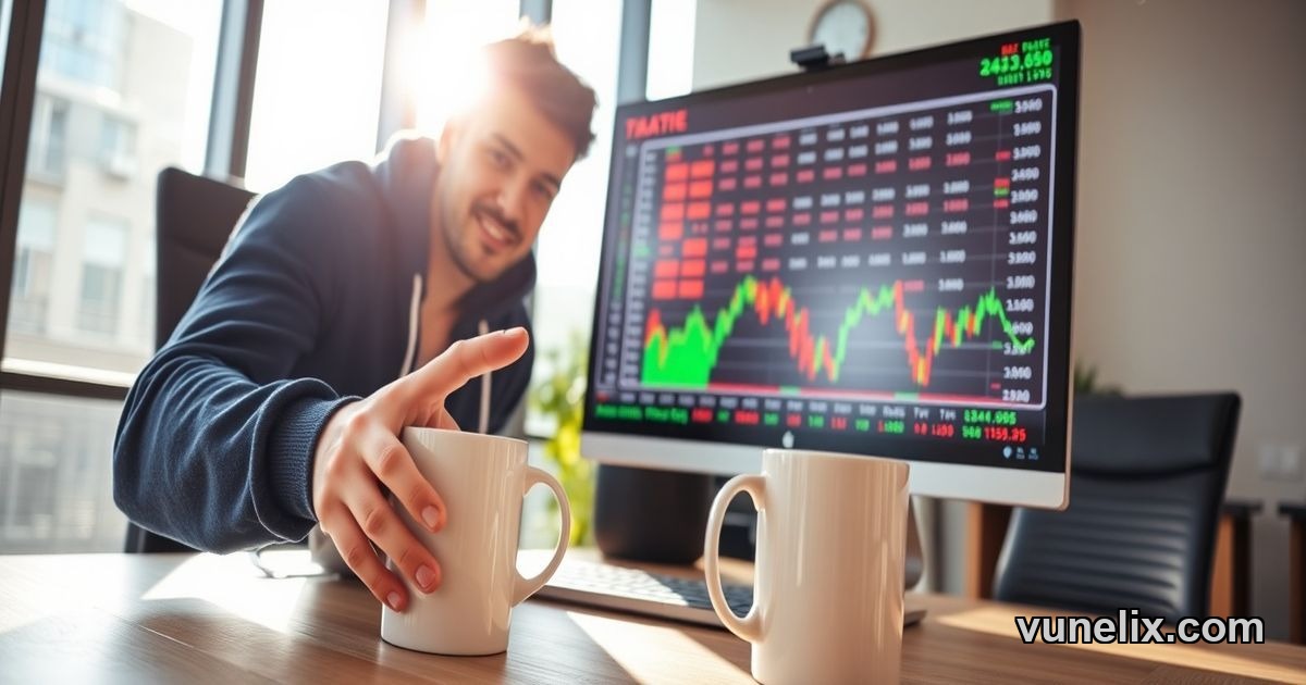 Trader pointing at live market data heatmap on screen