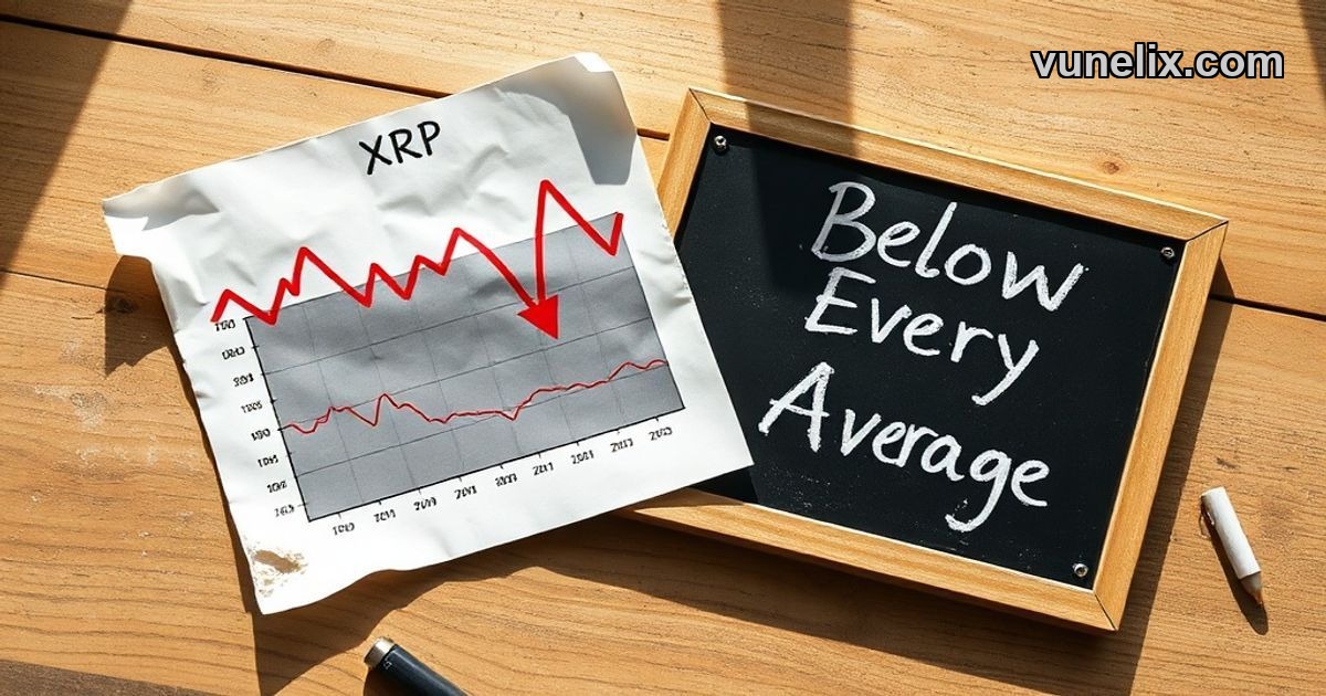 XRP price chart below moving averages on desk with analysis notes
